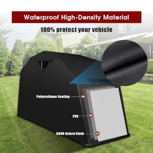 Heavy Duty Motorcycle Shelter Storage Sheds Motorcycle Garage, 136"x54" x75" Motorcycle Cover Waterproof Outdoor Motorcycle Tent with Lock