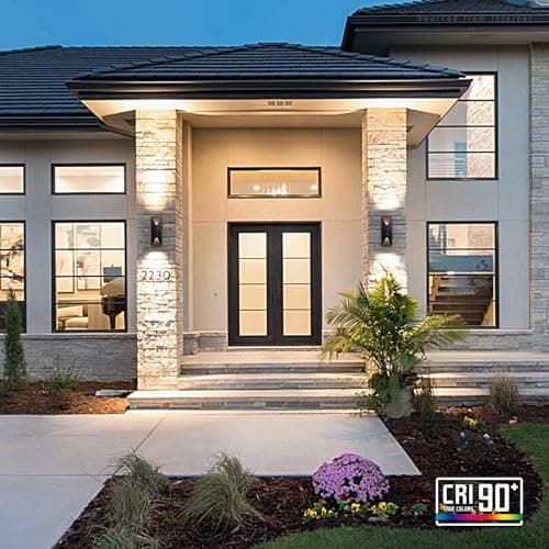 LEONLITE Dimmable LED Up Down Wall Light, 100-277V, CRI 90+, UL Listed IP65 Waterproof, 10%-100% Dimmable for Commercial Outdoor, 14 Inch Modern Porch Light, 1200LM 3000K, Pack of 2