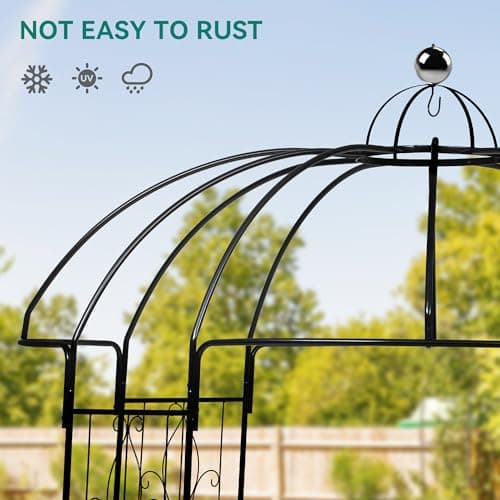 YITAHOME Birdcage Shape Garden Arch Arbors, 9.8'H x 6.8'W Pergola Pavilion for Climbing Plants Outdoor, Wedding Arches for Ceremony Party, Metal Garden Arbor for Patio, Backyard (Black)