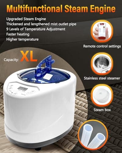 Upgraded Infrared Sauna Box for Relaxation,Detoxification,Portable Steam Sauna for Home with XL Steamer,Folding Chair,Multiple Layered Full Body Sauna Tent for Spa,Indoor,Outdoor,Gym-Black