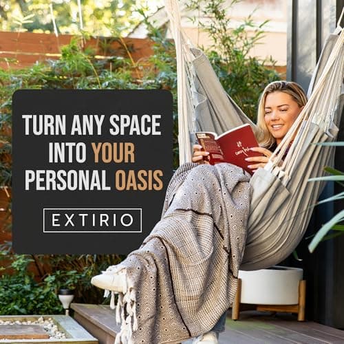 Indoor Hammock Chair Swing - Hanging Hammock Swing Chair - Indoor/Outdoor - Hanging Chairs for Bedroom, Patio, Porch, Swinging Chair Hammock for Adults - Built-In Footrest - Spacious Full-Body Support