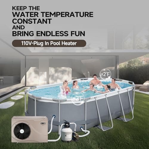 Max 22462BTU Electric Pool Heater for Above Ground and Inground Pools, Up to 6500Gallons Swimming Pool Heat Pumps, Fits 8/15/16 Ft Pools Heating Pool Warmer, 110V-120V/60Hz
