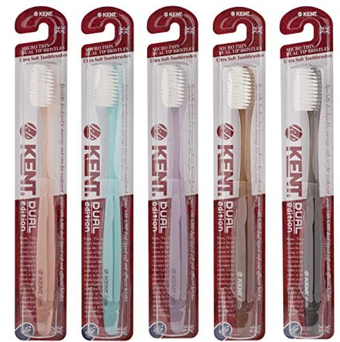 [KENT] CRYSTAL DUAL Regular Head Soft FIRM Action soft Toothbrush, Deep Cleaning for Sensitive Teeth & Gums for Adults - Easy Grip - Ergonomic Design (5 Rustic Color Variations)