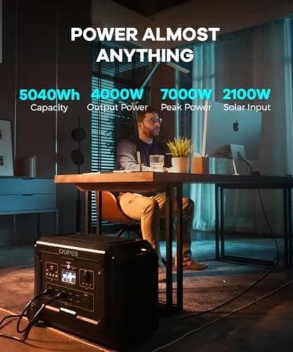 OUPES Mega 5 Power Station with 6 * 240W Panels & B5 Extra Battery, Up to 10.08kWh Home Lifepo4 Battery Backup with Expandable Capacity, Solar Generator for Blackout, Camping, RV, Emergencies