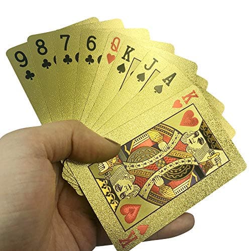 Yuanhe Gold Deck of Cards - Waterproof Playing Cards Luxury Playing Cards with Wooden Gift Box,Great for Poker Cards Game, Game Nights and Casino Party