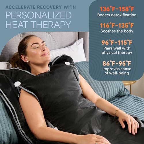 Lifepro Infrared Sauna Blanket – Portable Personal Sauna for Detox & Relaxation – Infrared Blanket with Adjustable Heat (86°F-158°F) & Timer – Waterproof, Sweat-Resistant & Comfortable Fit 5ft × 2.6ft