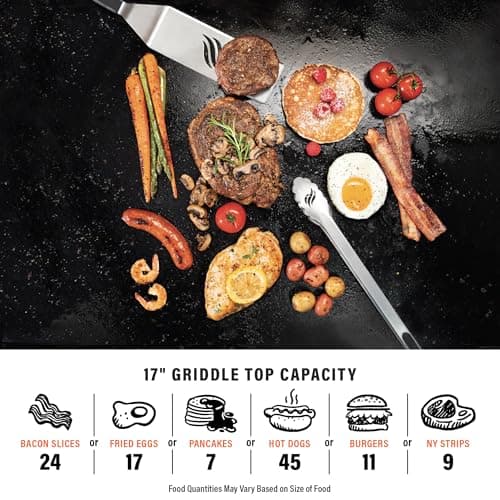 BLACKSTONE 1814 Stainless Steel Propane Gas Portable, Flat Top Griddle Frill Station for Kitchen, Camping, Outdoor, Tailgating, Tabletop, Countertop – Heavy Duty & 12, 000 BTUs, 17 Inch, Black