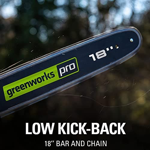 Greenworks 80V 18" Brushless Cordless Chainsaw (Great for Tree Felling, Limbing, Pruning, and Firewood) / 75+ Compatible Tools), Tool Only, Black & Green