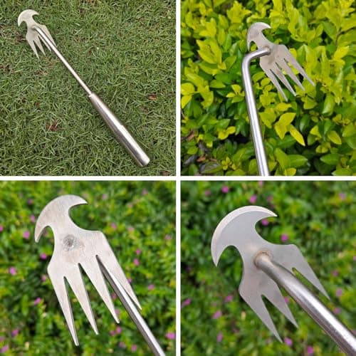 FR Weeding Artifact - Manual Weeder, 4 - Tooth Manganese Steel Weeder, Suitable for Weeds in Gardens, Yards and Farms Easy ! Quick ! Labor - Saving !