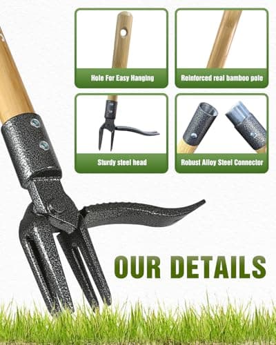 joyhalo 44" Dandelion Weed Puller Tool Stand Up Heavy Duty 4-Claw, Long Handle Weeder Tool for Yard with Steel Head, Weeding Tool Weed Picker, Weed Pulling Tool Without Bending or Kneeling