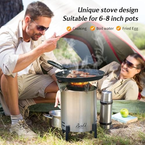 BALI OUTDOORS 6.5 inch Tabletop Fire Pit Round, Stainless Steel Table Top Firepit Small, Outdoor Smokeless Firepit Portable