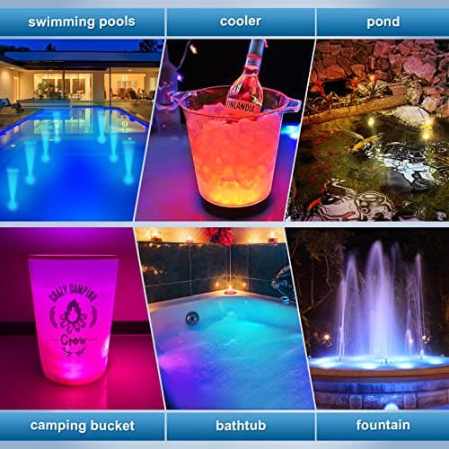 Pool Lights, Upgraded Rechargeable Submersible LED Lights with Remote IP68 Waterproof 16 Colors Hot Tub Underwater Pool Lights for Above Ground Inground Pool, Bath, Party, Vase 2 Pack