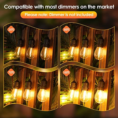 Mlambert 96FT LED Outdoor String Lights, Dimmable Waterproof Patio Lights with 30+3 Shatterproof Edison Vintage Bulb for Outside Backyard Porch Garden