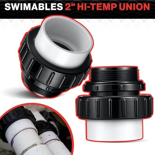 Swimables 2" Hi-Temp Union Compatible With all Pentair Whisperflo and Intelliflo Pumps for Inground Swimming Pool 21063-200-000-2" MIP x 2" Slip PVC - Made in USA - 2 Pack