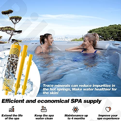 Spa in-Filter Mineral Sticks Parts for Hot Tub Filter Cartridge, Last for 4 Months, Yellow, 2PCS