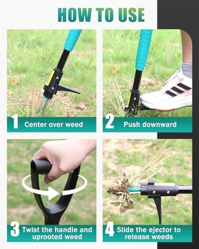 Breeze Touch 39" Weed Pulling Tool, 3-Claw Detachable Weed Puller Tool with Long Handle, Heavy Duty Stand Up Weeder Weeding Tool for Lawn, Yard, Garden, Crabgrass, Dandelion Picker, Weed Remover