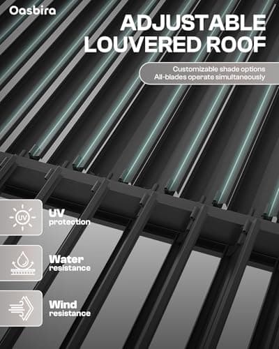 Louvered Pergola 10 x 20, Aluminum Outdoor Pergola with Adjustable Roof, Modern Patio Hardtop Gazebo for Deck Backyard Garden, Dark Gray