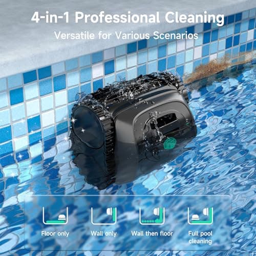 (2025 Upgrade) WYBOT C1 Robotic Pool Vacuum for Inground Pools, 150min Runtime Cordless Pool Cleaner, 4-in-1 Wall & Waterline Cleaning Up to 1,614Sq.ft, Smart Navigation, App Support