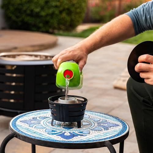TIKI Mini Fire Pit Tabletop Torch 2-Pack, Outdoor Decorative TIKI Torch for Patio, Backyard, and Garden, Black Metal Tabletop Flame Torch, Includes Long Lasting Wick and Snuffer