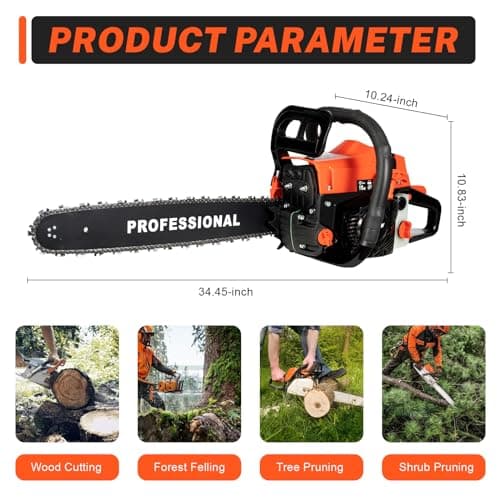 Upgrade 58cc Gas Chainsaw 20 Inch 2-Stroke Gas Powered Chainsaw Air-Cooled Gas Chainsaw Handheld Gasoline Chain Saw for Wood Cutting
