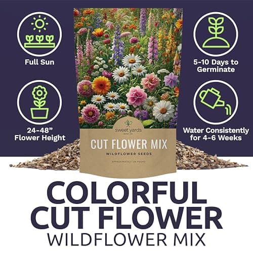 Cut Flower Garden Seeds - Bulk 1/4 Pound Bag - Over 30,000 Fresh Open Pollinated Non-GMO Wildflower Seeds - Long Lasting Annuals and Perennials with Bright Colors