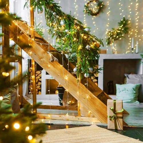 100 LED Christmas Lights Indoor Outdoor,Warm White Christmas Tree Lights Clear Wire, 39 Ft Twinkle Fairy String Lights Plug in for Christmas Tree Bedroom Decorations
