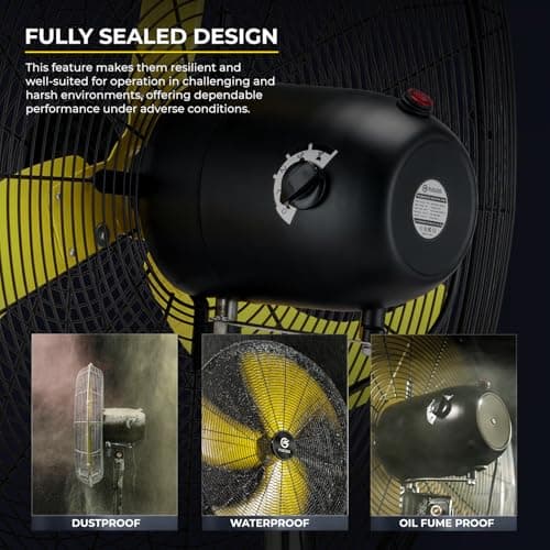 20'' Outdoor Quiet Oscillating Pedestal Fan With All Sealed Brushless DC Motor, 4-Speed Waterproof Outdoor Fan, Heavy Duty Industrial Floor Fans for House,Patios, Commercial, Garage, Warehouse