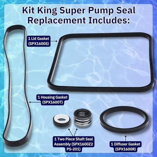 KitKing - SPX1600TRA Super Pump Seal Replacement for Hayward Go Kit 3. Fits SP1600, SP2600 in Regular, X, VSP Models. SPX1600TRA SP1600Z2 PS-201 SPX1600R SPX1600S SPX1600T Pool