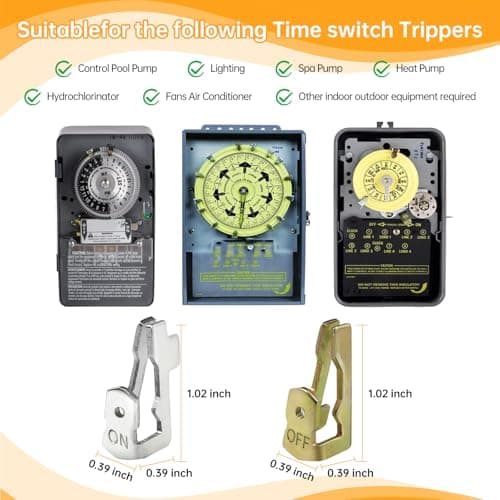 Updated Pool Timer On Off Clips 12pcs, Juvaeny Time Switch Replacement Trippers Kit 156T1978A Pool Pump Timer Tripper Compatible with Intermatic T100 Series T101 T104 Timer Parts (6On /6Off /12Screws)