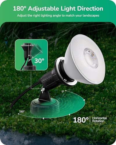 EDISHINE 120V Spotlights Outdoor, Plug in Outdoor Flood Stake Lights, Waterproof Landscape Lights Socket, 6FT Extension Cord, E26 Base,180° Adjustable Head, UL Listed, 2 Pack