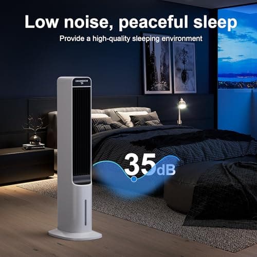 MEPTY 41" Swamp Cooler, 3 in 1 Evaporative Air Cooler with Remote, Portable Cooling Fans that Blow Cold Air with 3 Speeds, 4 Modes, Tower Fan 120° Oscillation Air Conditioner for Bedroom Home Office