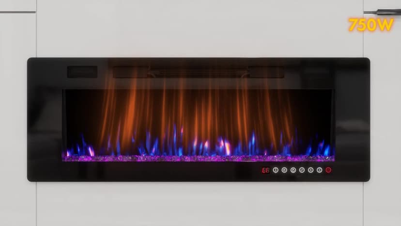 60 inches Electric Fireplace Recessed and Wall Mounted, Fireplace Heater and Linear Fireplace, with Timer, Remote Control, Adjustable Flame Color, 750w/1500w, Black