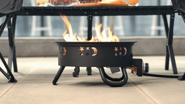 Portable 17 inch Propane Fire Pit 58000 BTU Smokeless Gas Fire Bowl with Adjustable Flame,Cover Carry Kit,CSA Certified for Camping,Patio,Backyard,RV&Tailgating-Includes Hose&Lava Rocks