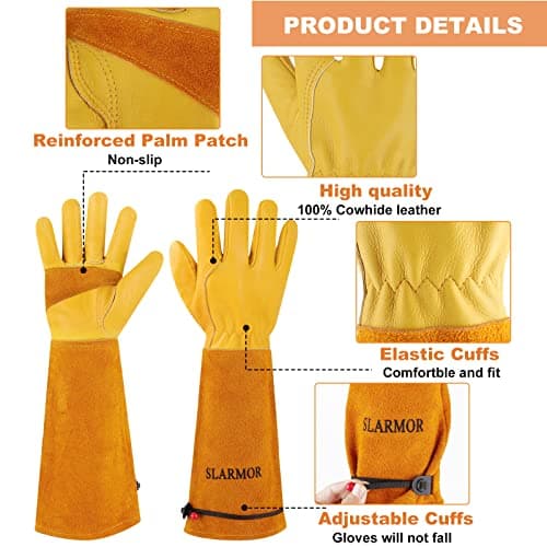 Long Gardening-Gloves Women/Men-Thorn proof Rose Pruning Heavy Duty Gauntlet-L
