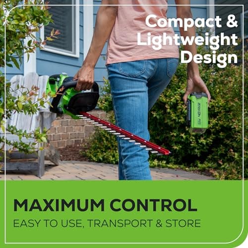 Greenworks 40V 24" Cordless Hedge Trimmer (1" Cutting Capacity), 2.0Ah USB Battery and Charger Included