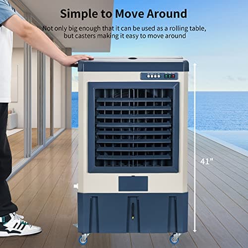 41" Swamp Cooler, 4800 CFM Evaporative Air Cooler with 10.6 Gallon Water Tank, Portable Outdoor Air Conditioner with 3 Ice Pack, 110° Oscillation, 3 Speed for Garage, Yard, Commercial Use