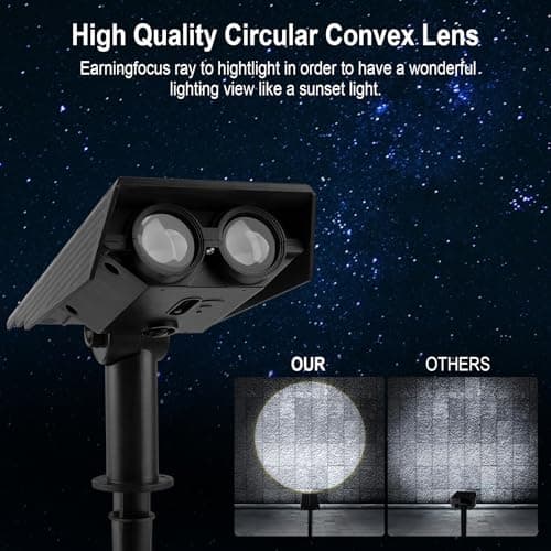 T-SUN Solar Spotlights for Trees, Solar Powered Sunset Projector Lights, 2 Lighting Modes Solar Landscape Spotlights Solar Garden Lights for Trees, Flag, Garden, Yard, Pathway, Patio(White-2 Pack)