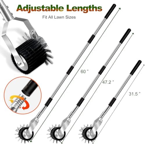 Wheel Rotary Edger Lawn Tool, Manual Grass Edger Trimmer with Adjustable 31.5-60 Inch Stainless Steel Handle, Weed Edger for Sidewalks, Driveways, Garden, Yard, Landscaping, Ergonomic