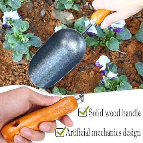 12.6’’ Garden Hand Trowel, Soil Scoop Wooden Handle, Stainless Steel Potting Shovel Spoon, for Flower Vegetables Soil Transplanting, Weeding, Moving, Digging, Planting Garden Plant