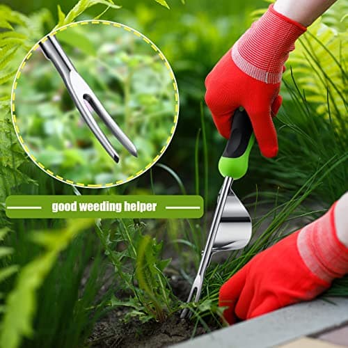 Hand Weeder Tool Garden Weeding Tool Gardening Weeder Tool with Ergonomic Handle, Stainless Steel Garden Lawn Farmland Transplant Gardening Plant Tool (Fulcrum, 2 Pieces)