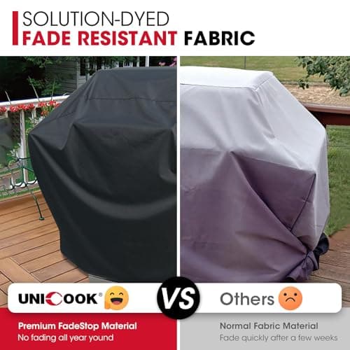 Unicook Grill Cover 55 Inch for Outdoor Grill, Heavy Duty, Waterproof, Fade Resistant, BBQ Cover with Handles/Straps/Air Vents, Compatible with Weber Charbroil Nexgrill Gas BBQs etc