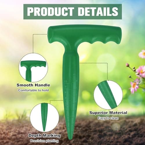 6.9 inch Bulb Planter Tool Plastic Sow Dibbler with Handle Garden Hand Dibber Garden Seed Tool for Sowing Seeds Planting Bulbs Digging (Green)