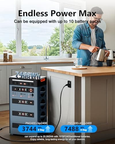 OSCAL 2400W Solar Generator, 1872Wh Solar Power Station with 4 AC Outlets (5000W Peak), 1.45H Full Charging, APP Control Emergency Power Station for Home, Camping & RVs, Battery Backup
