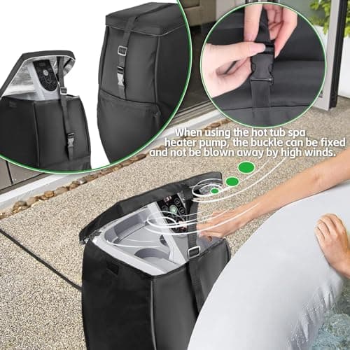 Hot Tub Spa Heater Pump Cover Black - Weatherproof Water Pump Cover for Winter Freeze Protection - Compatible with Heating Pumps with 3 Connectors(Cover Only)