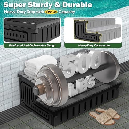 Hot Tub Steps with Removable Fabric Cover - Heavy Duty HDPE Spa Stairs with Storage, Non-Slip, Waterproof & Easy to Clean–All-Weather Steps for SPA, RV, Pool or Porch