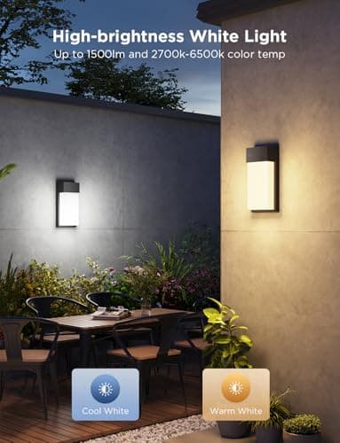 Govee Outdoor Wall Light, 1500LM Smart RGBIC Porch Lights Outdoor with 45 Scene Modes, IP65 Waterproof for Outdoor Decor, DIY Lighting Effects, Works with Alexa, Google Assistant and Matter, 2 Pack