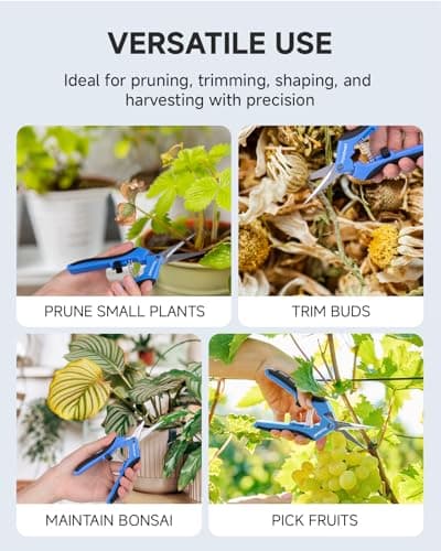 Fondwell 6.5" Pruning Shears Trimming Scissors: Small Garden Snips with Micro Tip - Plant Clippers of High Cutting Efficiency