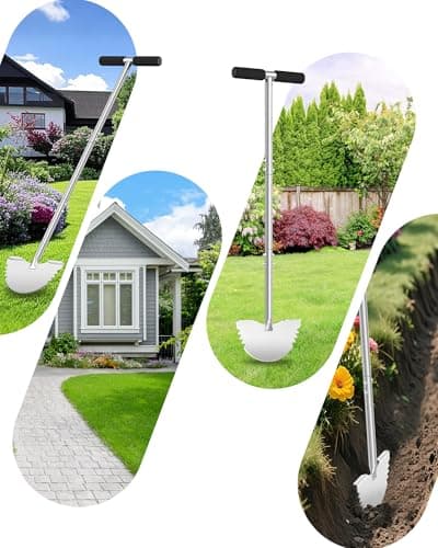 Serrated Edger Lawn Tool - Half Moon Shovel with Softer T-Handle, Lawn Edger for Yard, Garden, Landscaping, Sidewalk, Cable Burial - Ergonomic Design, Rust-Proof, 38 in.
