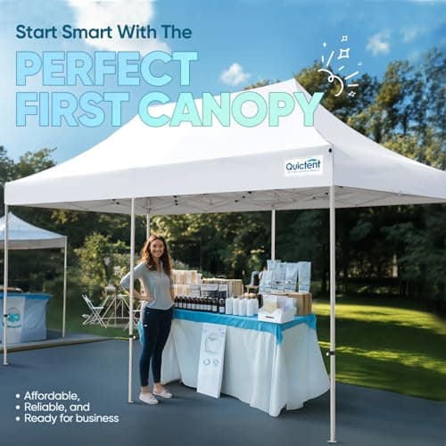 Quictent 10'x20' Heavy Duty Pop up Canopy Tent, Commercial Grade Instant Shelter with Wheeled Bag for Outdoor, Beach, Parties, Markets, 500D Silver Coated UPF 50+ Sun Shield