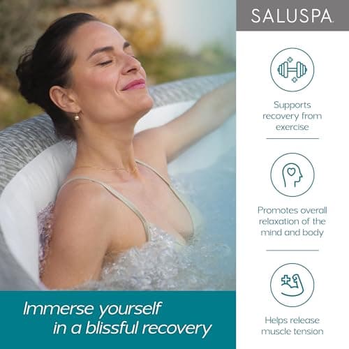 Bestway SaluSpa Cancun 71" x 26" Inflatable Hot Tub Round Portable Outdoor Spa with 120 AirJets and EnergySense Energy Saving Cover, Grey